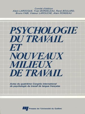 cover image of Psychologie du travail et nouveaux milieux de travail